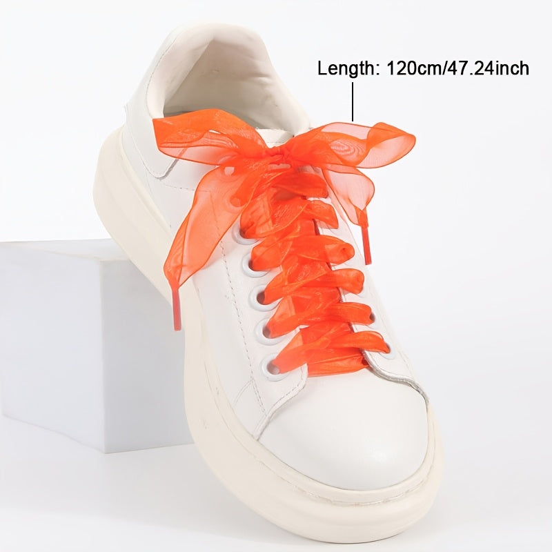 Unisex Flat Satin Silk Shoe Laces Candy Color Canvas Shoe Laces