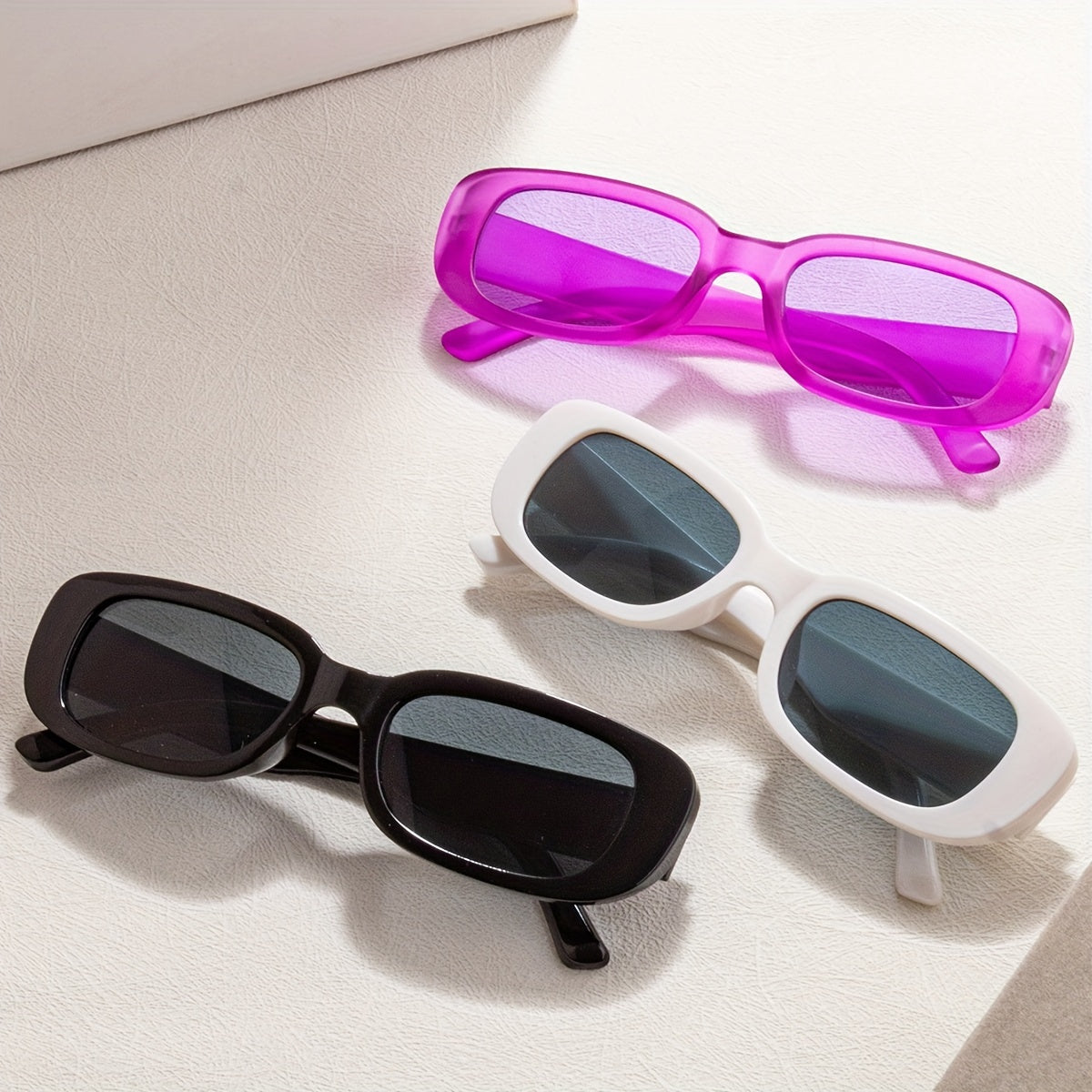 3 ta uniseks to'rtburchak ko'zoynaklar to'plami Qora Oq Qizil Y2K moda aksessuarlari