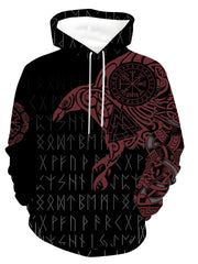 Plus Size Men's Viking Odin Raven Hoodie Casual Sporty Pullover for Spring Fall