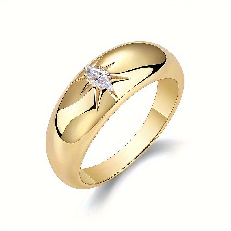 Moissanite Couple's Ring 18K Gold Plated S925 Silver Hypoallergenic Wedding Engagement Jewelry