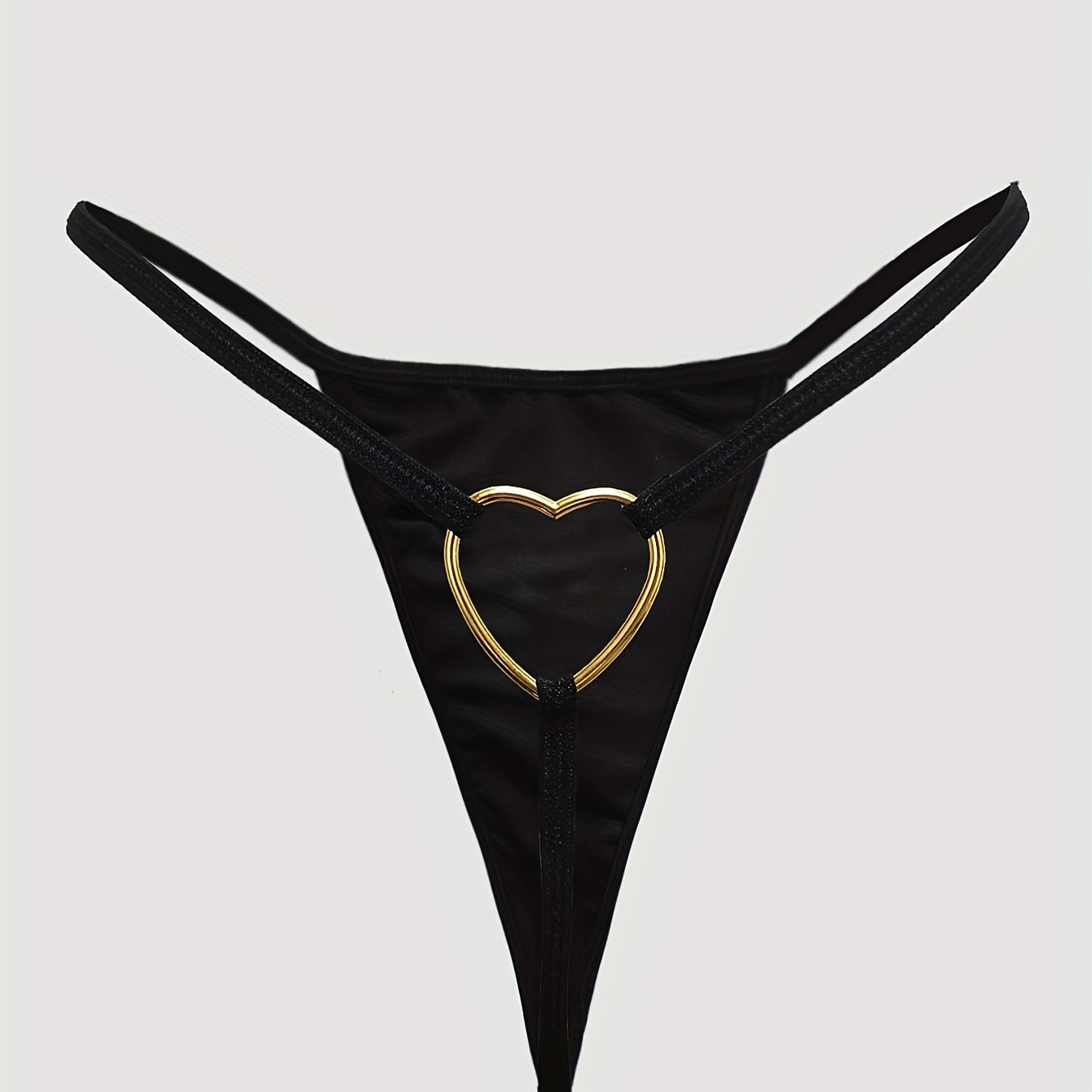 Women's Low-Rise Thong Lingerie with Heart-Shaped Detailing in Solid Color