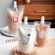 50 Pack Portable Disposable Juice Bags 200ml Transparent Spout Drink Pouches for Hot Cold Beverages