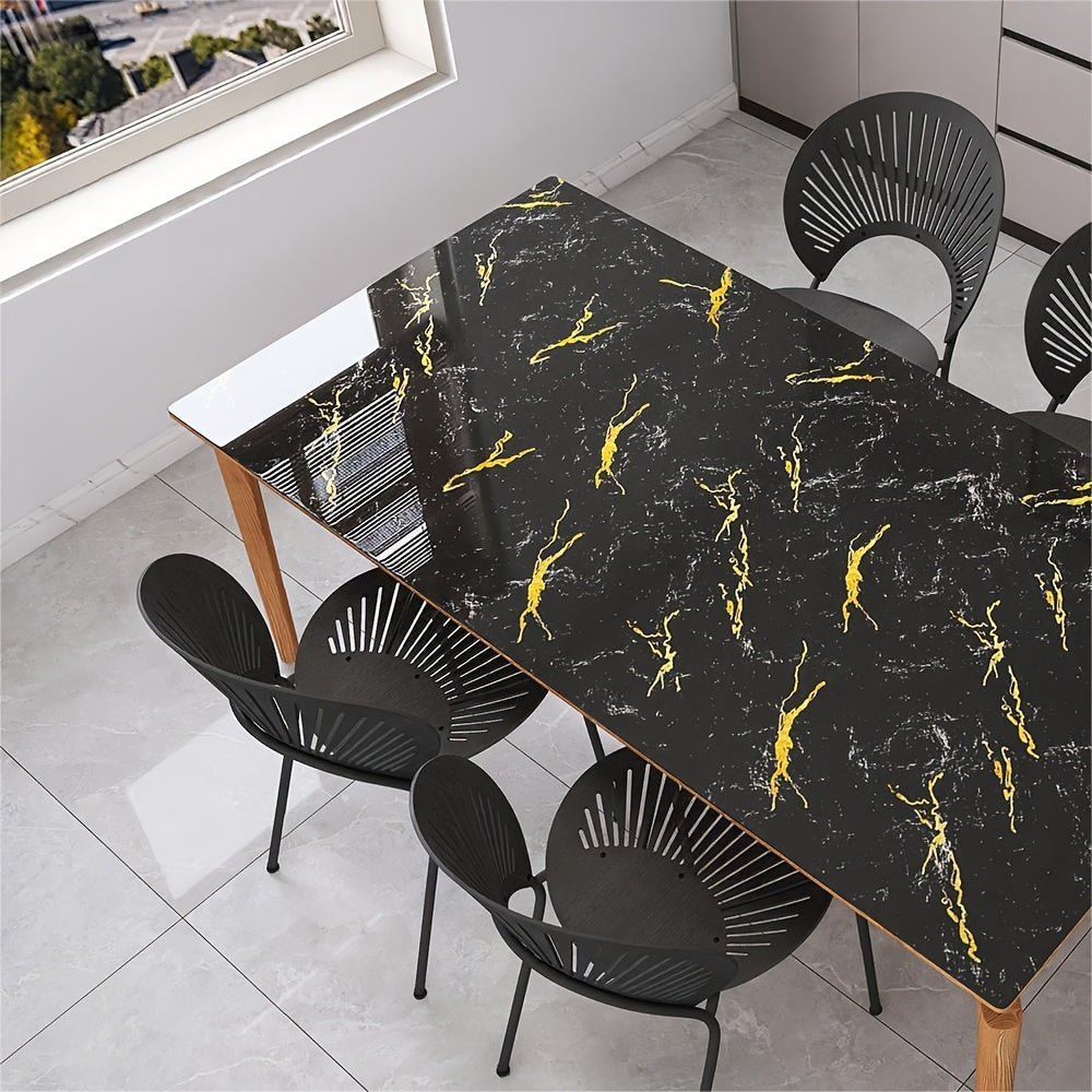 Black and Gold Marble Vinyl Wall Sticker Self-Adhesive Waterproof Glitter Mural