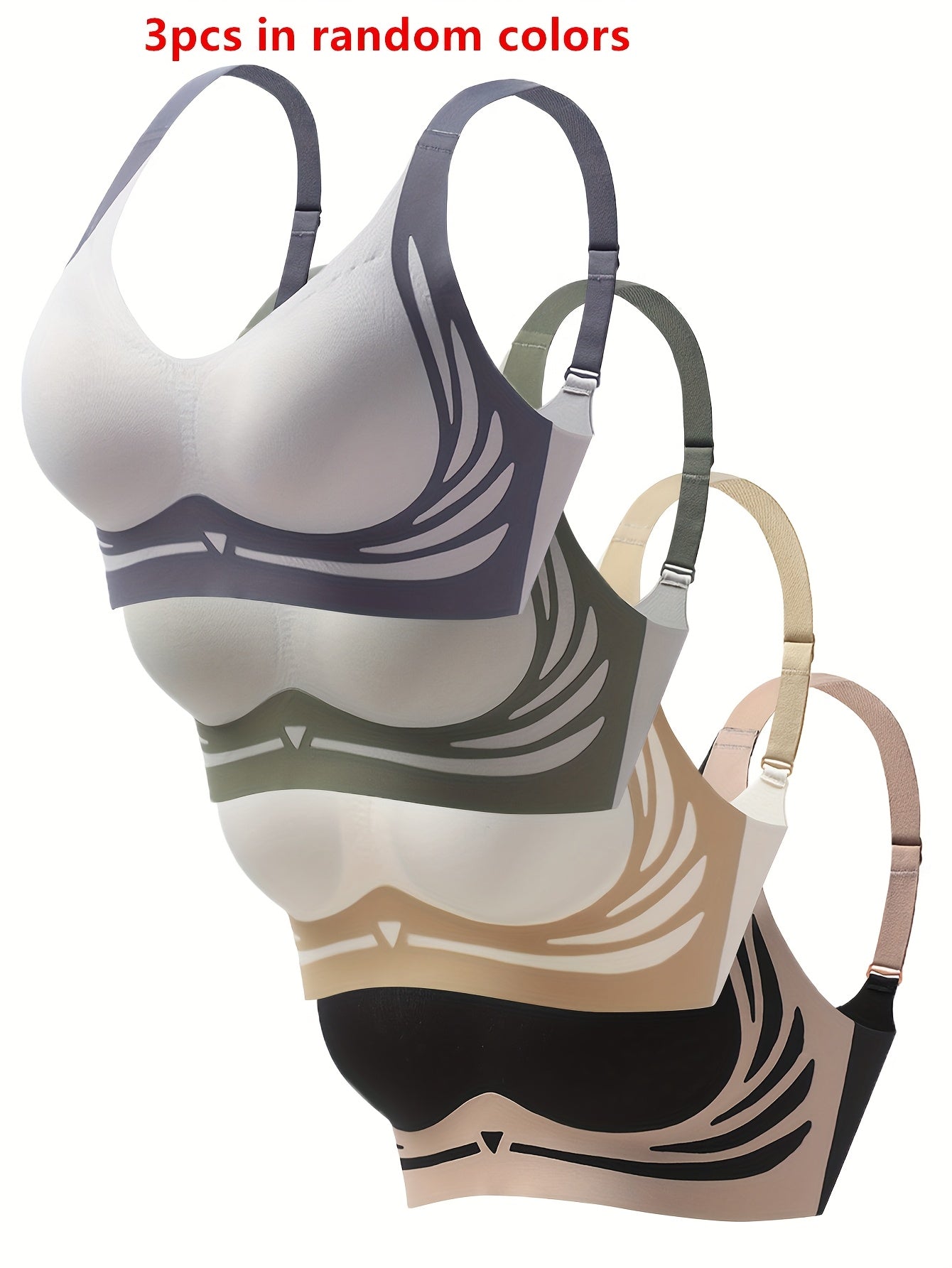 Women's Comfortable Wireless Bras Set of 3 Cotton Seamless Lounge