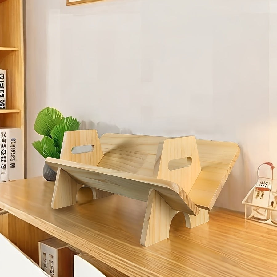 Qattiq Yog'och Stol Kitoblik, Ofis Kitob Turg'ichi, Yotoqxona O'qish Saqlash Rack - Asl Yog'och Rangi, Yarmi Paket