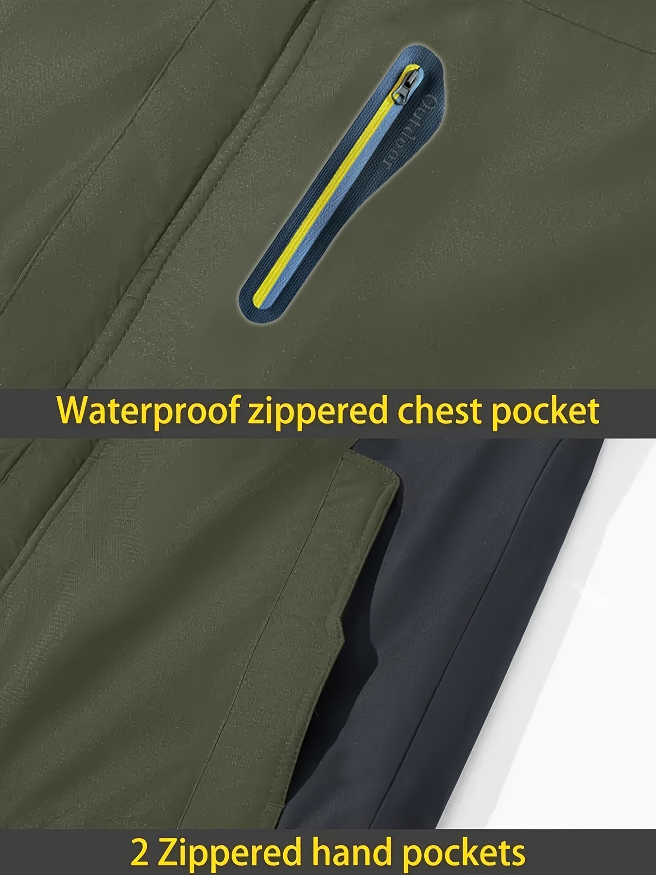 Men's Waterproof Hooded Jacket with Fleece Lining for Skiing Snowboarding Hiking