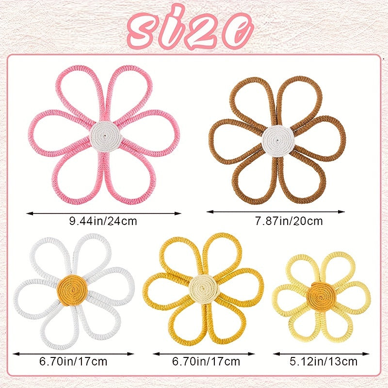 Bohemian Woven Macrame Daisy Wall Decor for Home Office Dorm Room