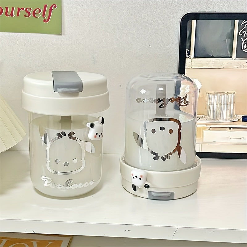 Mini Portable Water Bottle with Straw Oval Shape for Travel PVC Free