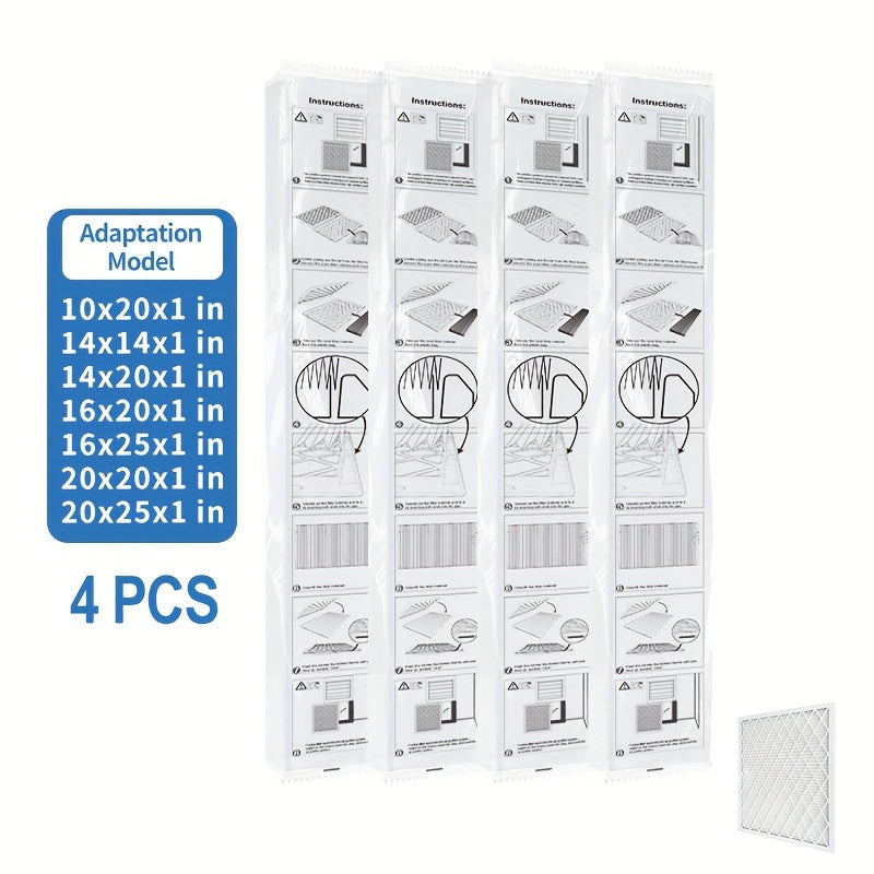 4 ta TopWell qiyshiq havo filtrlari to'plami AC/HVAC pechka havo filtri - Qayta ishlatiladigan havo filtri uchun almashtirish (ramkasiz) - 4 ta to'plam