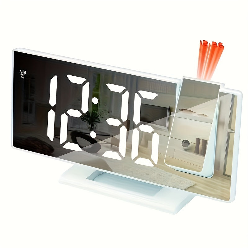 3D LED Mirror Clock with USB Power Temperature Display Auto Brightness Black Digital Bedroom Living Room