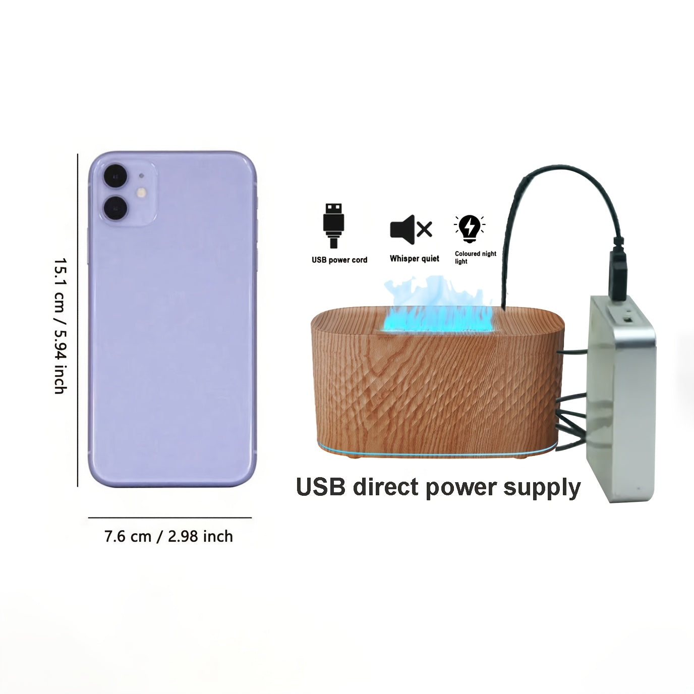 USB-увлажнитель воздуха для ароматерапии с цветными подсветками для помещений до 20 м²