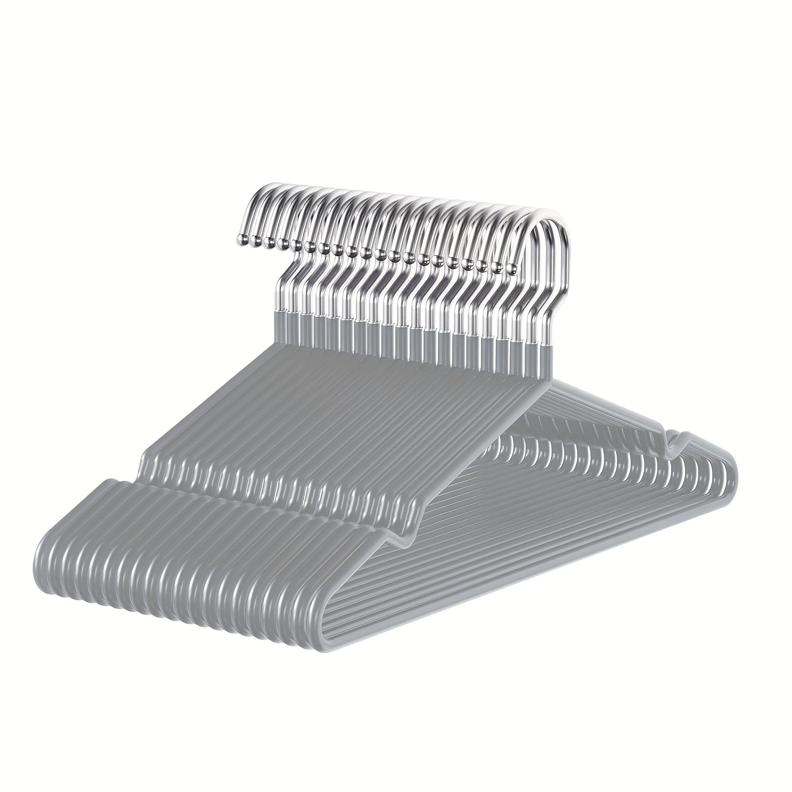 Set of 10 Heavy Duty Non-Slip Metal Clothes Hangers with Grooves for Bedroom Bathroom Dorm