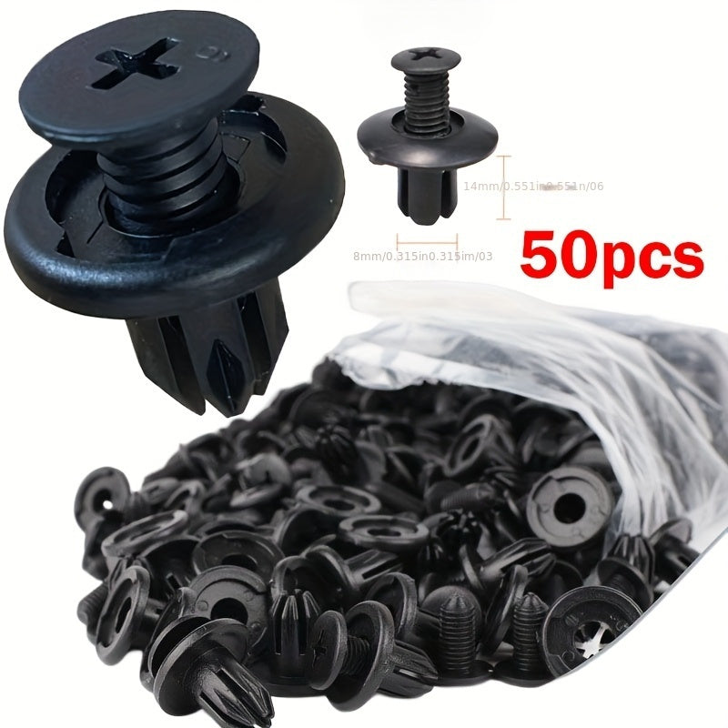 50 Pcs Car Plastic Rivet Fastener Clips 8mm Hole Body Door Panel Saver