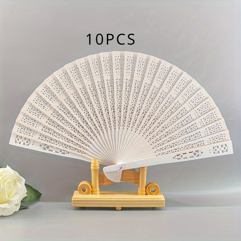 Set of 10/20/30 Wedding Fans Portable Chinese Sandalwood Hand Fans for Wedding Gifts and Party Decor