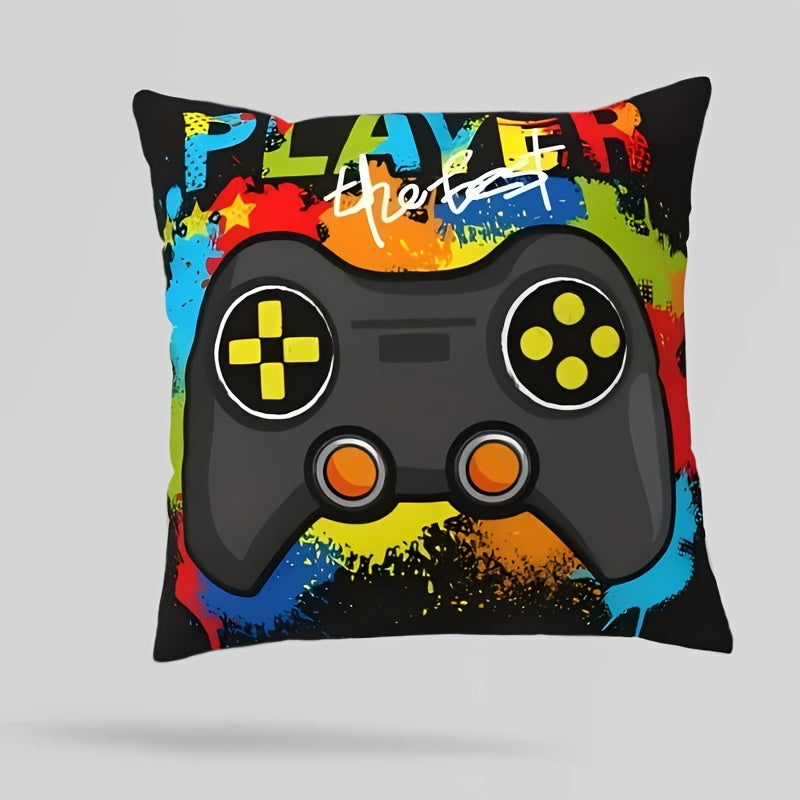 Reversible Gaming Throw Pillow Cover 44x44cm for Game Room Couch Decor