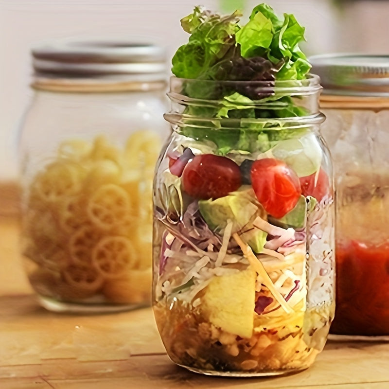 Set of 1/4/8 Clear Glass Mason Jars with Regular Lids for Canning Fermenting and Food Storage