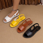 Women's Flat Sandals Open-Toe Summer Shoes Adjustable Straps White Yellow Brown Black