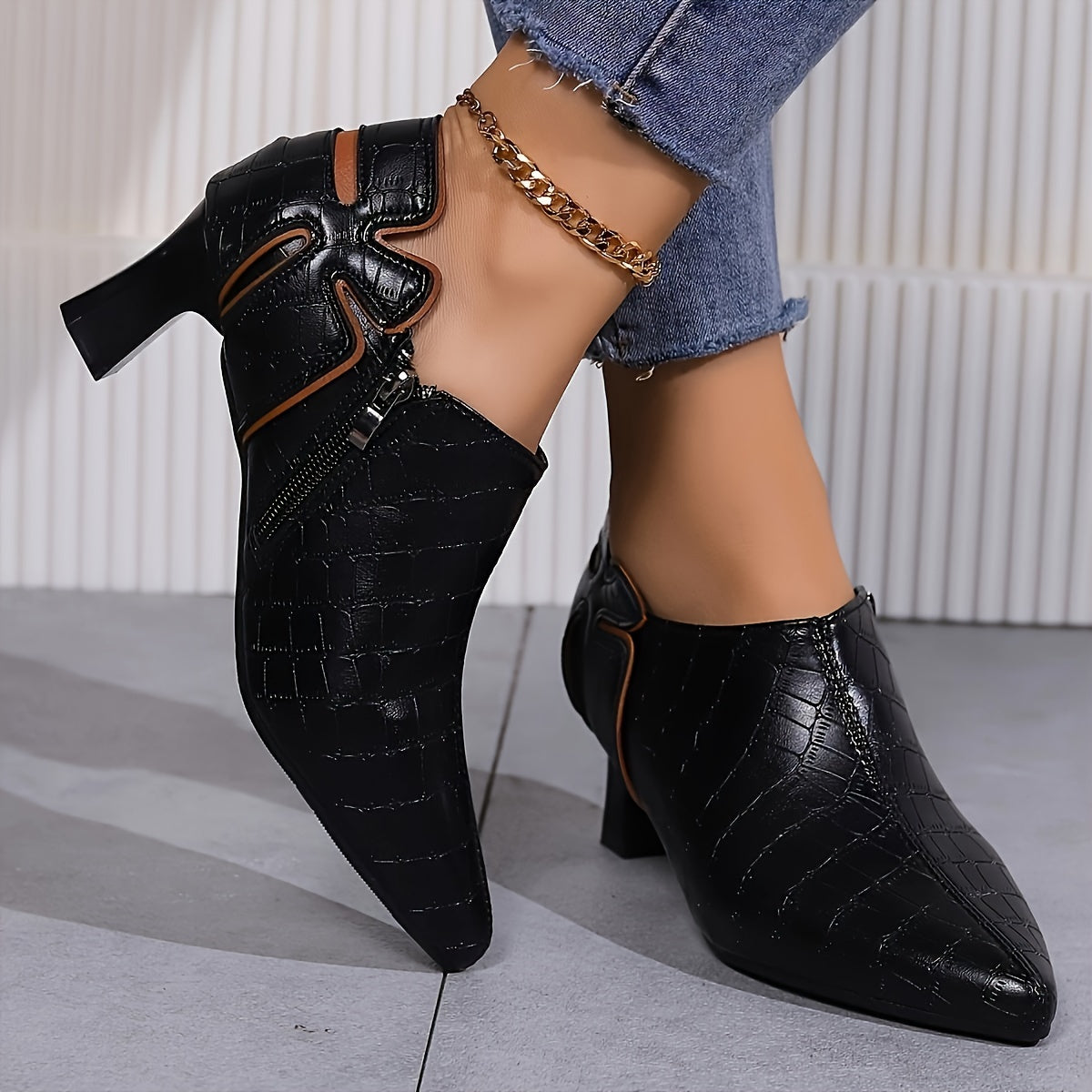 Women's Synthetic Pointed Toe Chunky Heel Pumps Mid-Heel Comfort All-Season