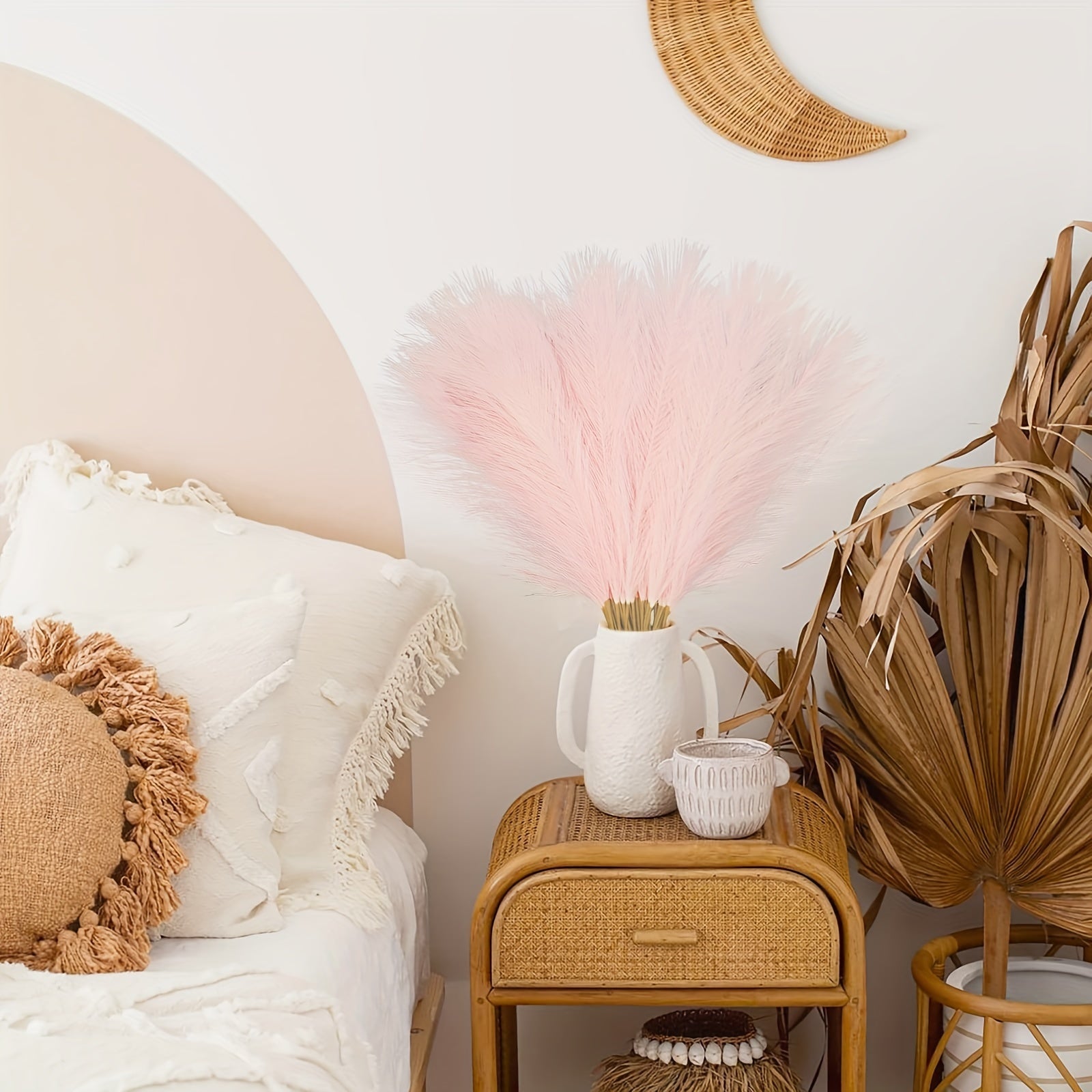 10 Pieces Pink Faux Pampas Grass Branches for Home and Wedding Decor