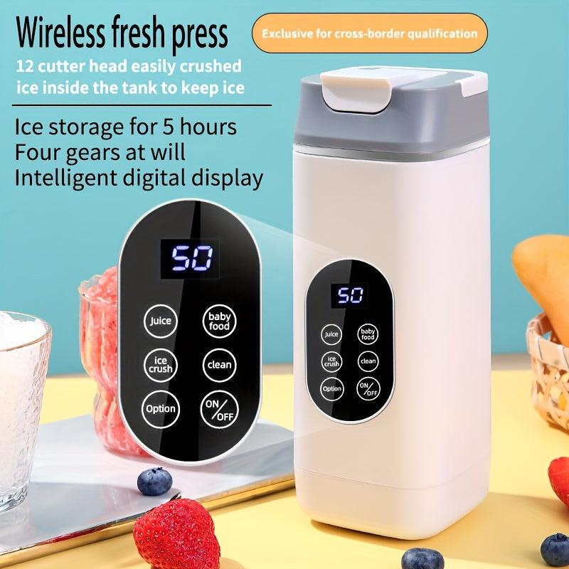 Portable USB Rechargeable Ice Crusher and Mini Blender for Camping Black and White