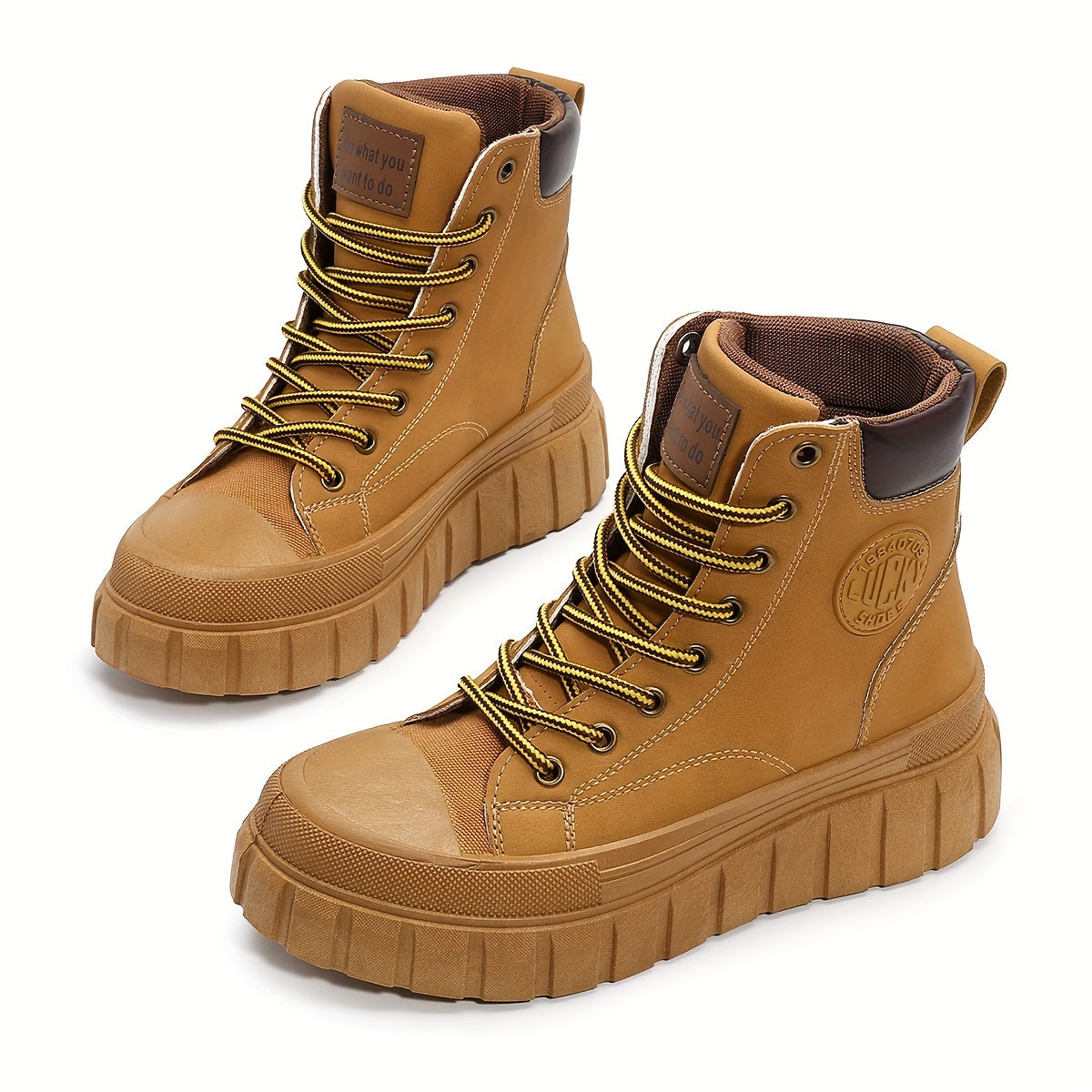 Women Casual High Top Sneakers Outdoor Boots Thick Sole Lace-up