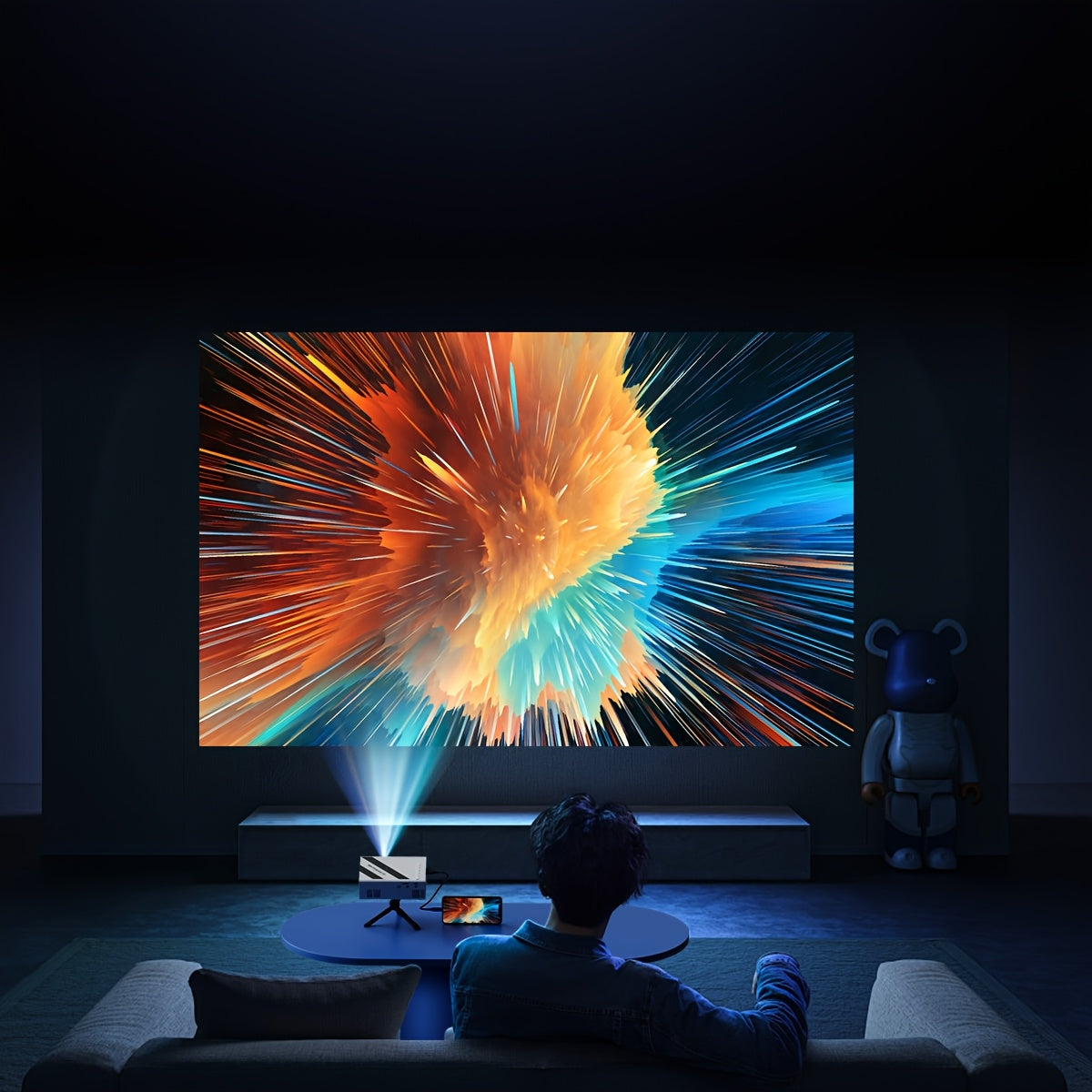 Ўтказгич мини проектор EU розеткаси юқори ёритиш LED уй кинотеатри AV USB билан