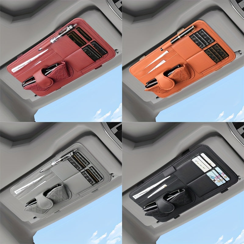 Car Sun Visor Organizer with Glasses, Card and Pen Holders