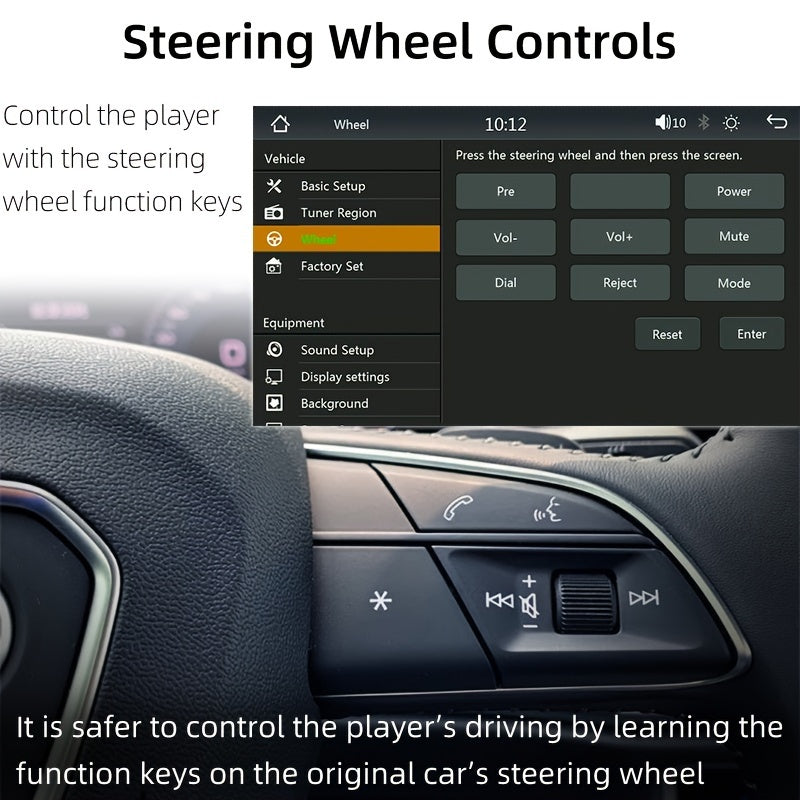 HIPPCRON Yagona DIN Avtomobil MP5 Multimedia O'yinchisi 17.78 sm HD sensorli ekran, simli CarPlay va AndroidAuto qo'llab-quvvatlash, pastki qismida Radio Box, MirrorLink va navigatsiya uchun simsiz ulanish bilan.