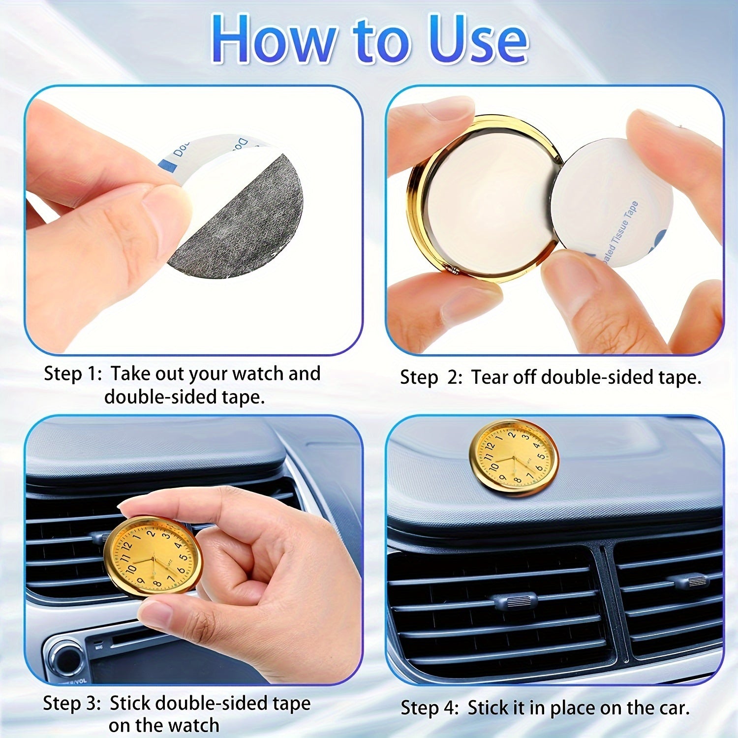 Mini Quartz Car Dashboard Clock Luminous Decorative Car Accessories