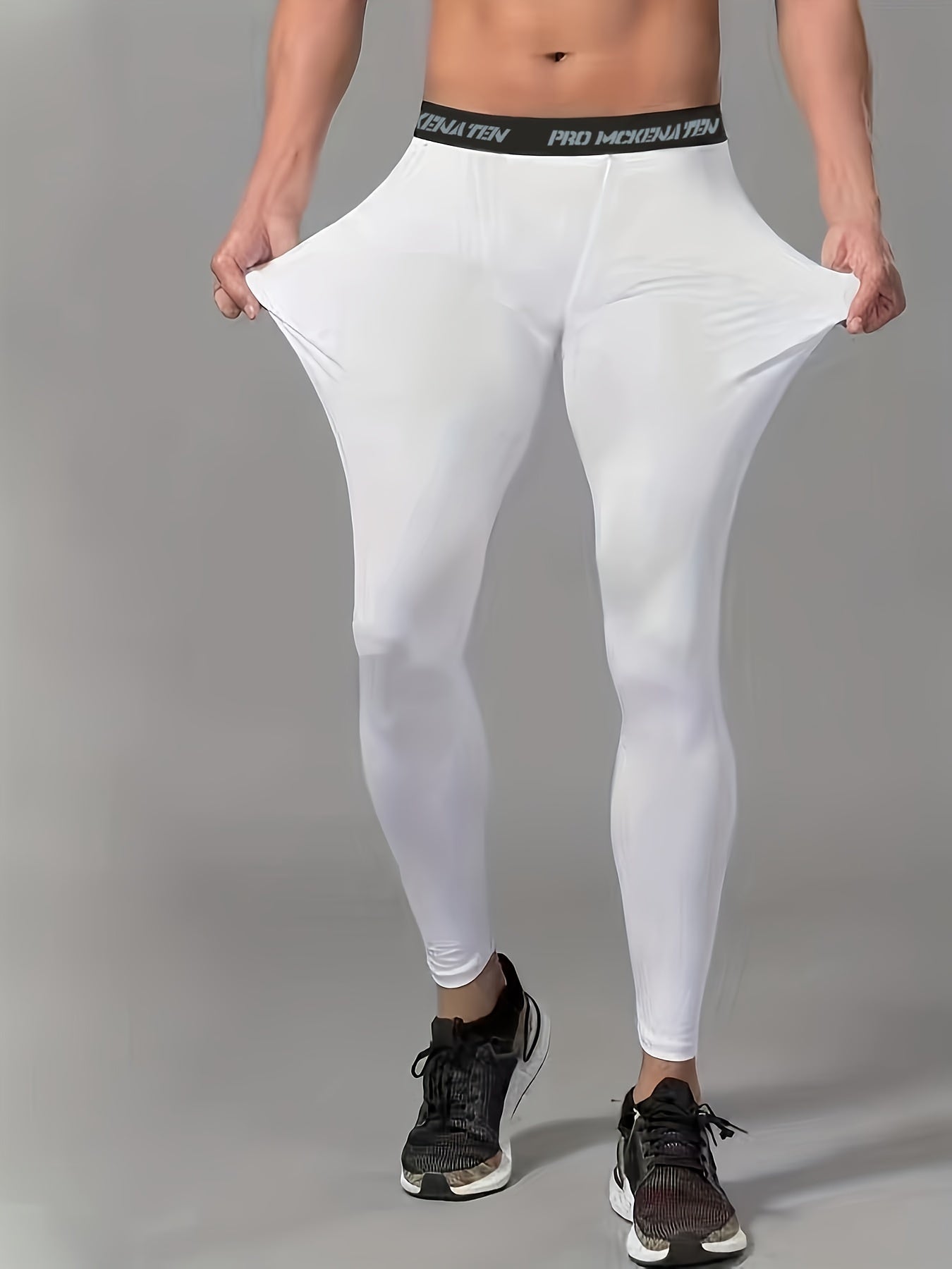 Men's Compression Pants for Basketball Running Gym Workout Skinny Knit Polyester