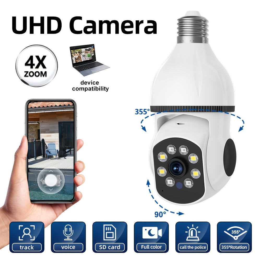 1080P HD E27 Chiroq Lampasi Xavfsizlik Kamerasi Tungi Ko‘rish Harakatni Aniqlash va WiFi bilan