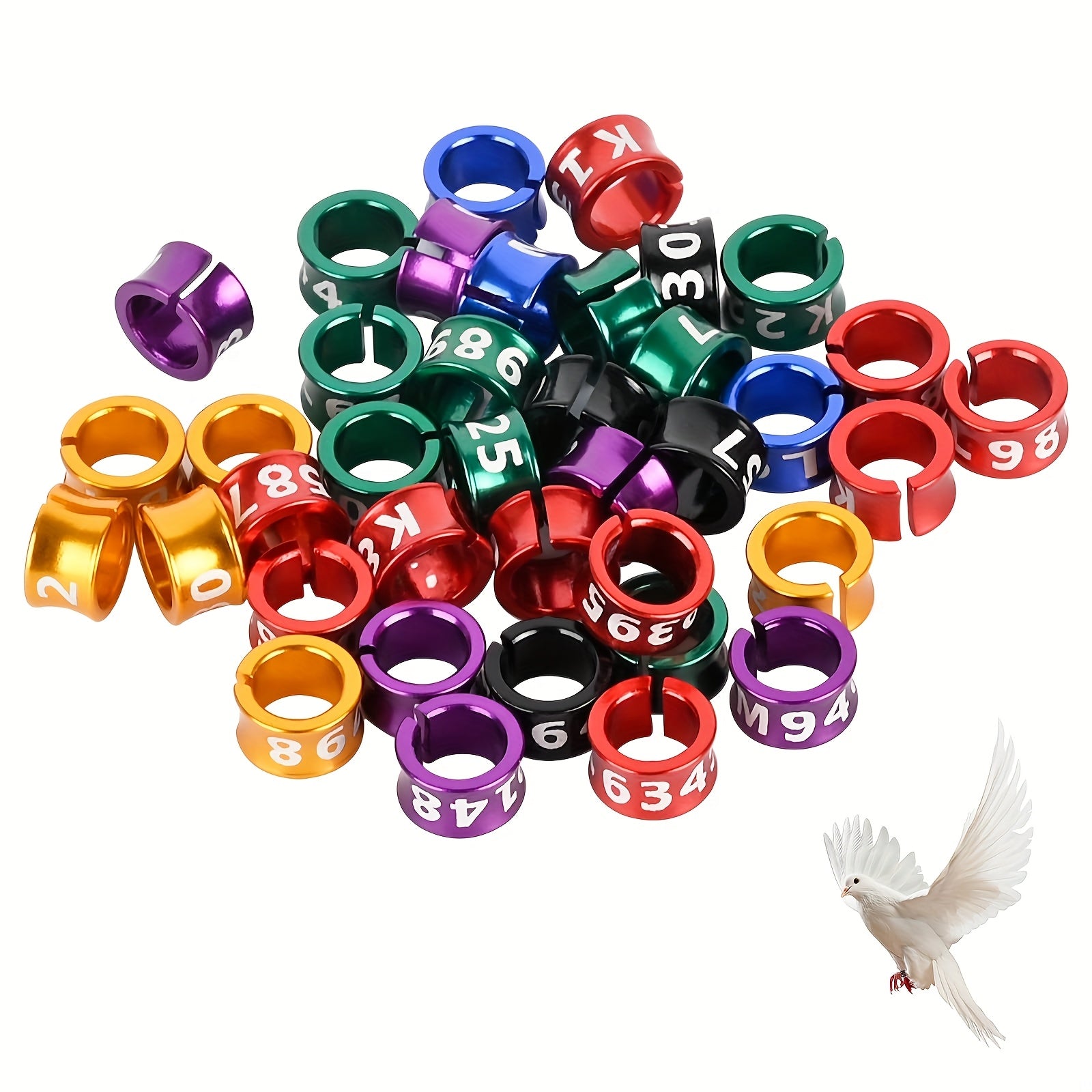 40 Aluminum Bird Identification Anklets for Pigeons Parrots and Wagtails Set of 40