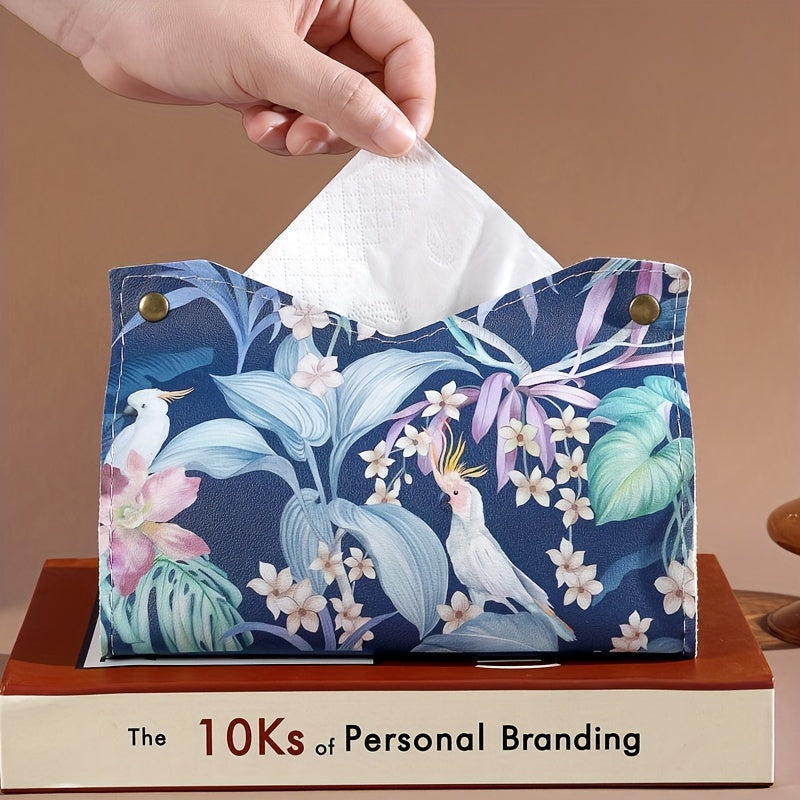 Zamonaviy sun'iy charm mato qopqog'i, retro moyli rasm dizayni bilan, suv o'tkazmaydigan, uy, avtomobil va ish stoli uchun ko'p maqsadli, ijodiy salfetka ushlagich.