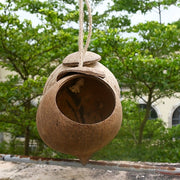 Handcrafted Coconut Shell Bird Nest for Parrot Breeding with Peony Tiger Skin Design