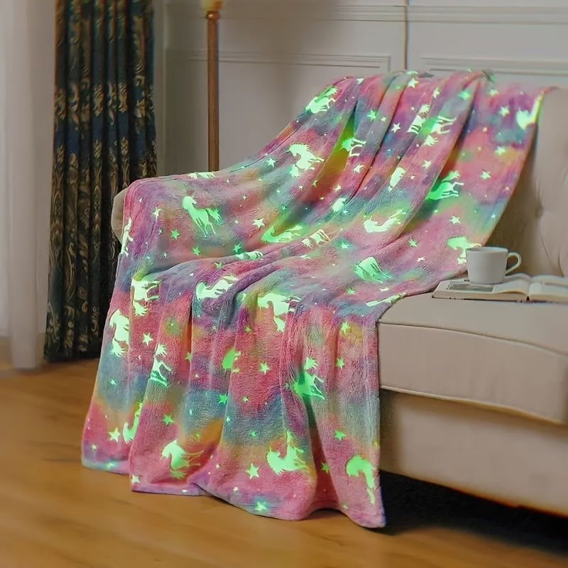 Glow-in-the-Dark Flannel Blanket Soft Warm Lightweight for All Seasons