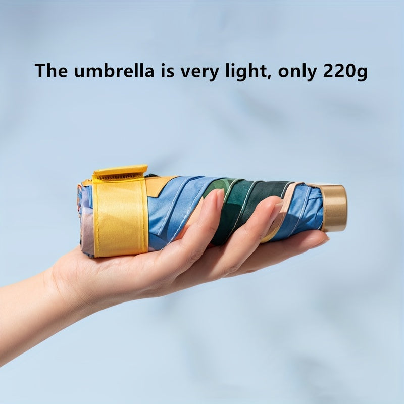 Mini Sun Umbrella Rain Umbrella 6-Fold UV Protection Lightweight Portable