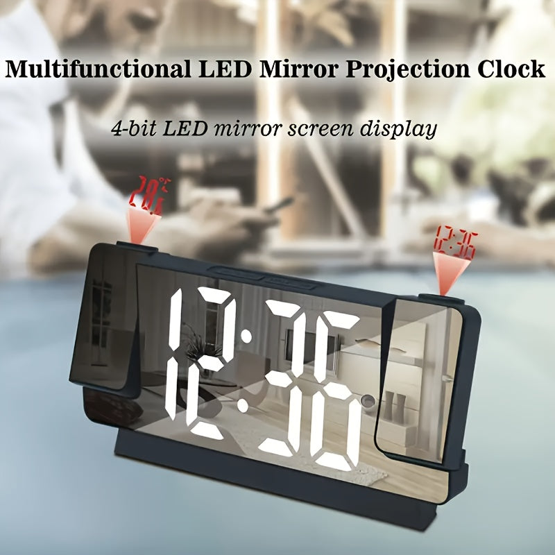LED Dual Projection Alarm Clock with USB Power and Wall Mount for Bedrooms