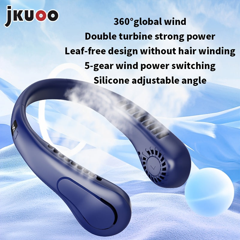 Rechargeable USB Portable Fan with Digital Display, 5-Speed, Wearable for Travel, Outdoor, Office