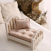 Unisex Wooden Baby Photography Prop Bed for Newborns to 3 Years Neutral Weaving Design