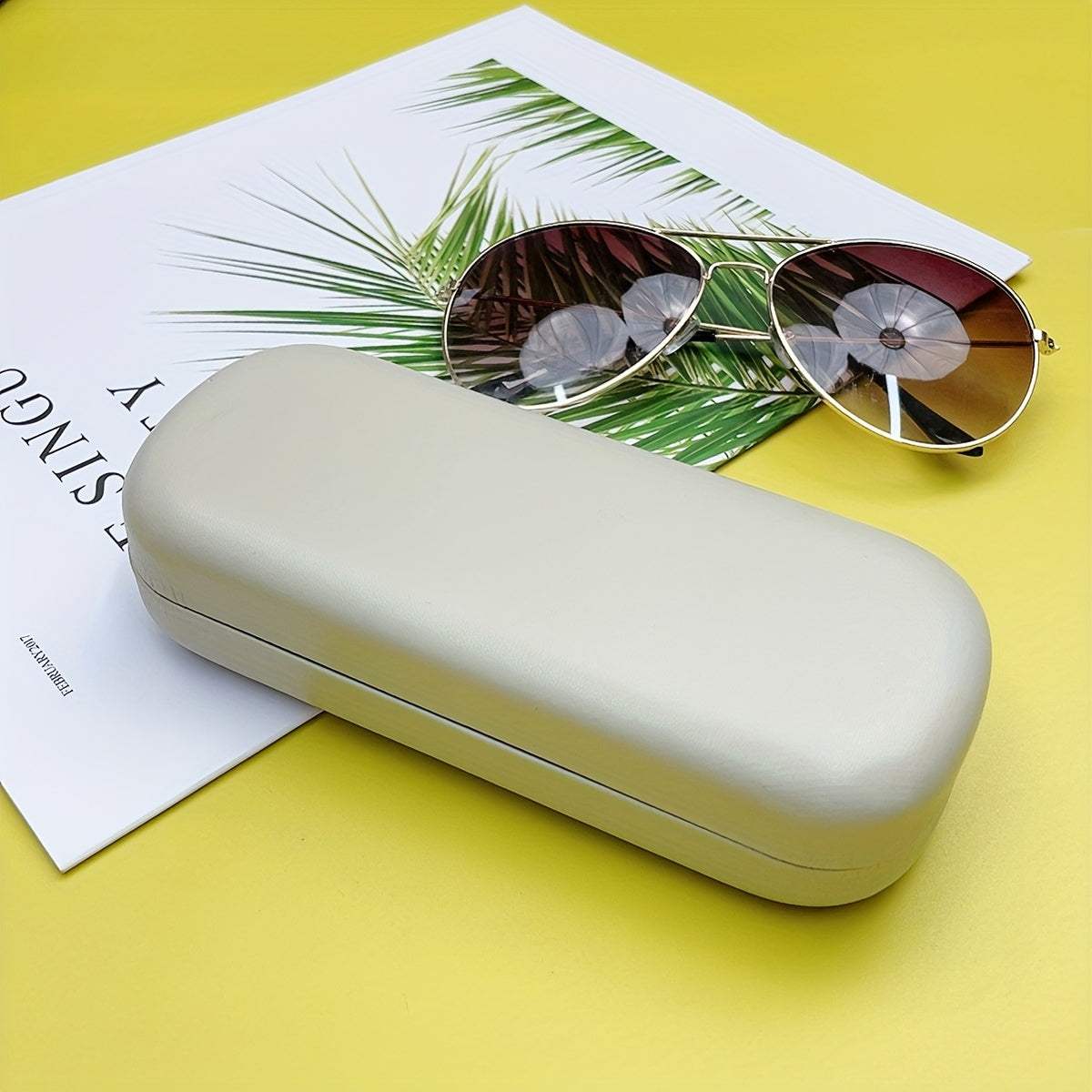 Sturdy Leather Eyeglass Case with Snap Closure and Soft Lining for Travel