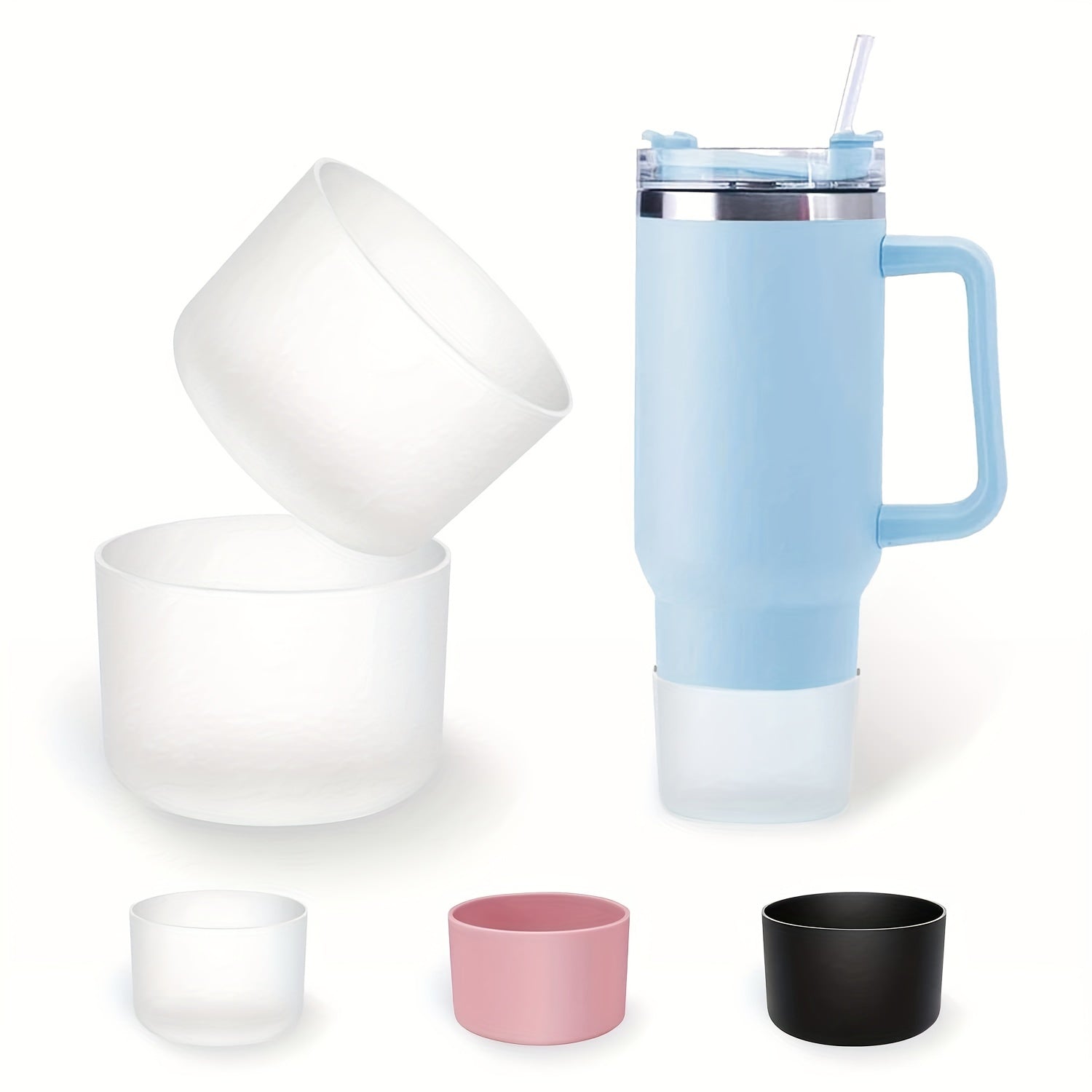 Silicone Boot Set for Water Bottles, Red, Noise Reduction, Bottom Protection