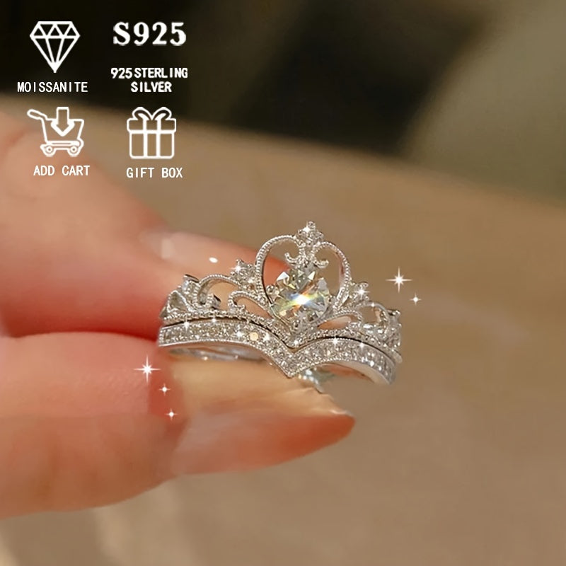 Обручальное и свадебное кольцо из стерлингового серебра с моиссанитом 0,5 карата, для женщин