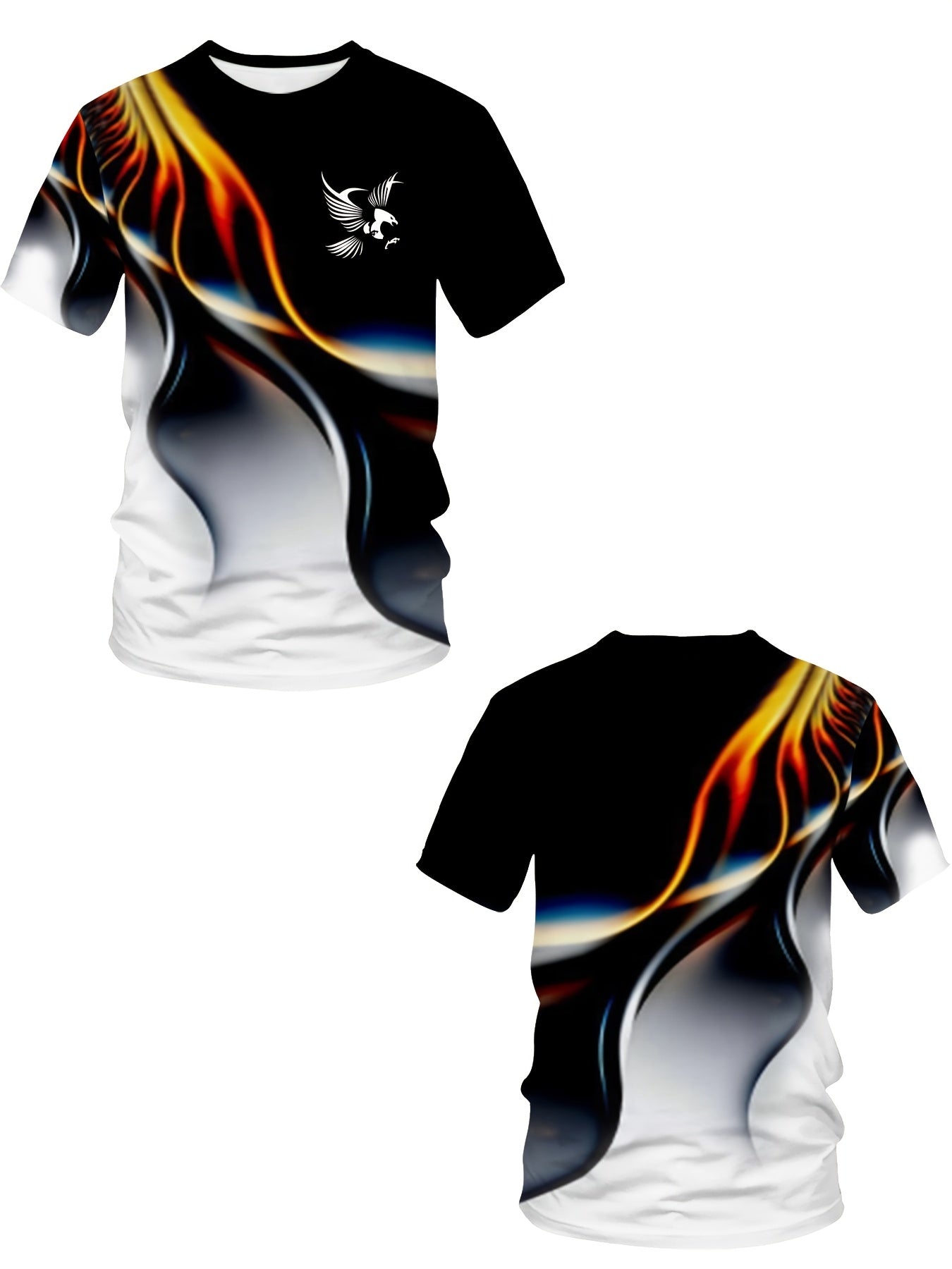 Мужская футболка с коротким рукавом, градиентный 3D-принт, полиэстер спандекс, увеличенный размер, повседневная спортивная