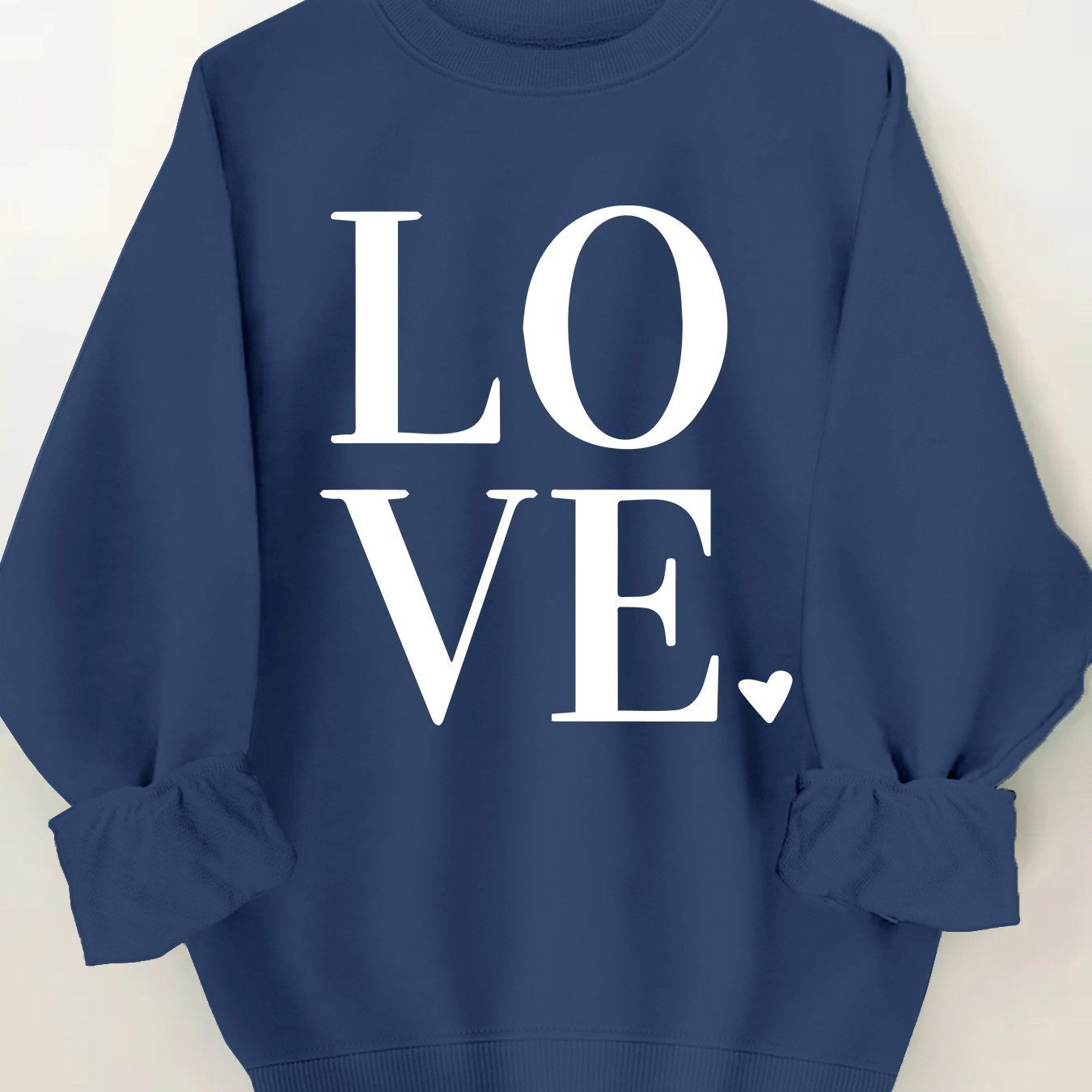 Plus Size Love Print Sweatshirt Casual Long Sleeve Crew Neck Pullover