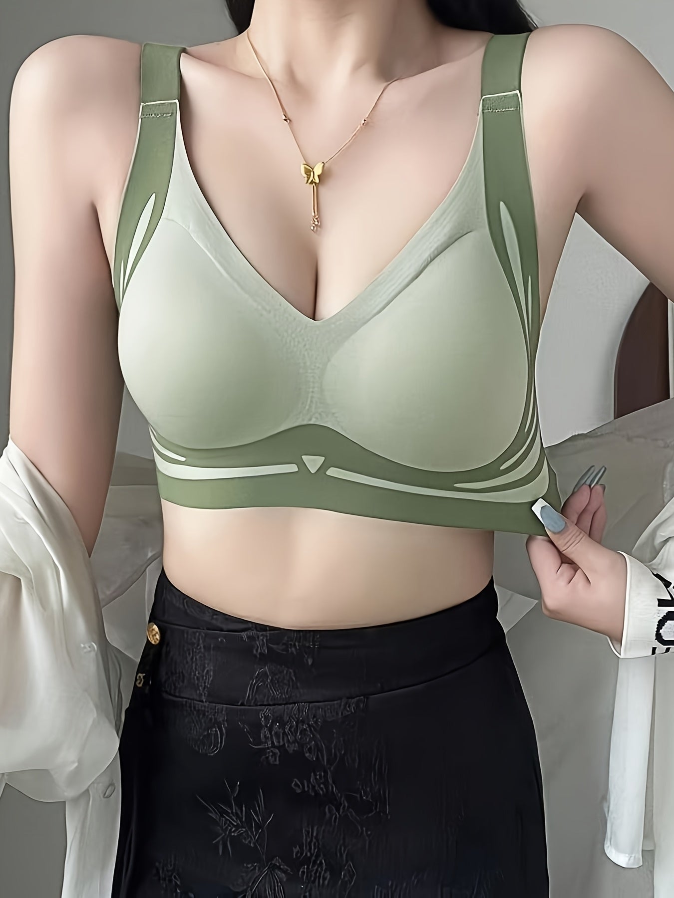 Women's Plus Size Seamless Sports Bras Backless V-Neck 3 Pack