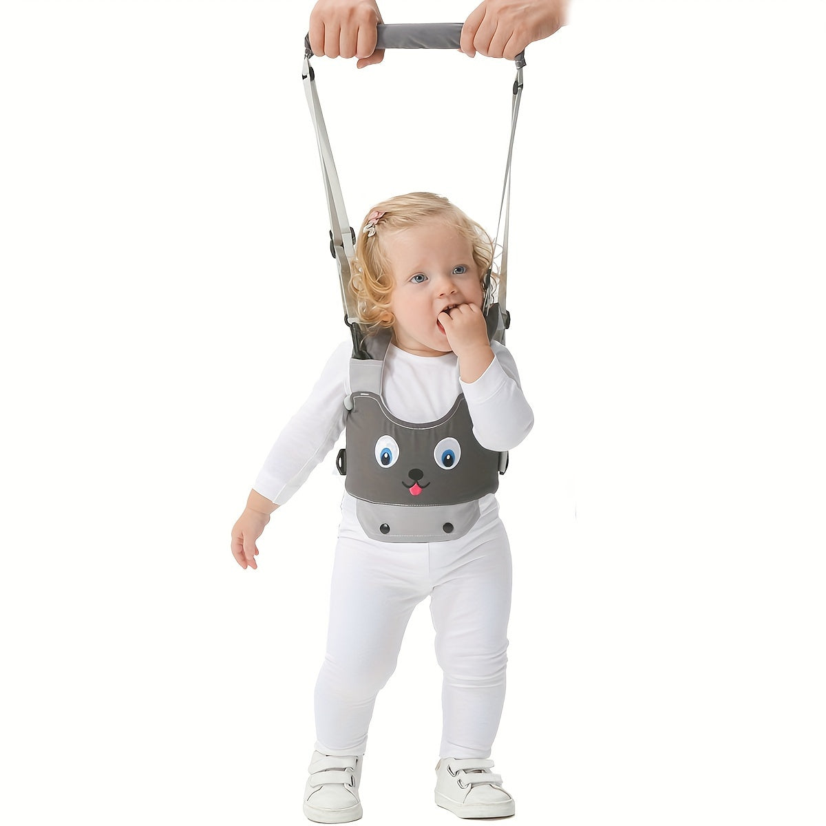 Adjustable Baby Walker Harness with Cartoon Embroidery Breathable Learning Aid for Infants and Toddlers 0-3 Years