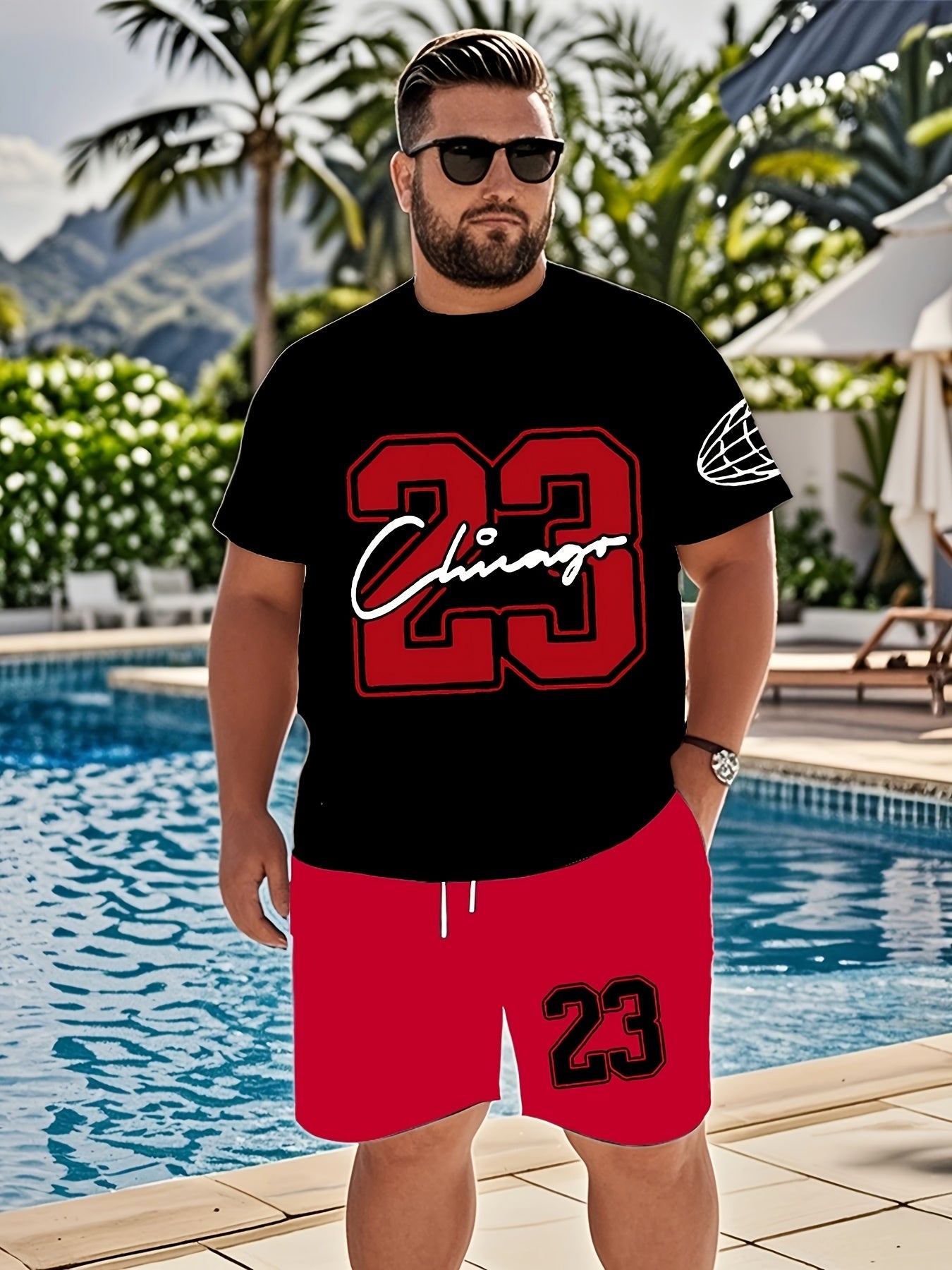 Men's Multi-Color Breathable Short-Sleeve Sports Suit with Pants All Seasons