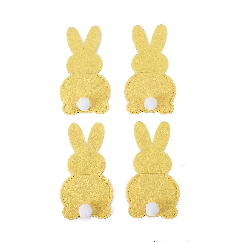 Easter Bunny Cutlery Holders Set of 4 Non-Woven Polyester Table Decor for Spring Celebrations