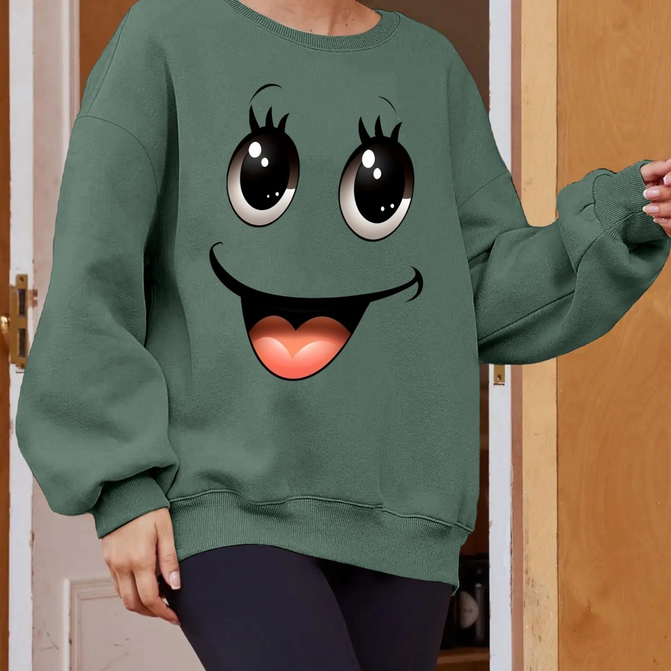 Plus Size Women's Long Sleeve Sweatshirt Geometric Pattern Breathable Casual Pullover