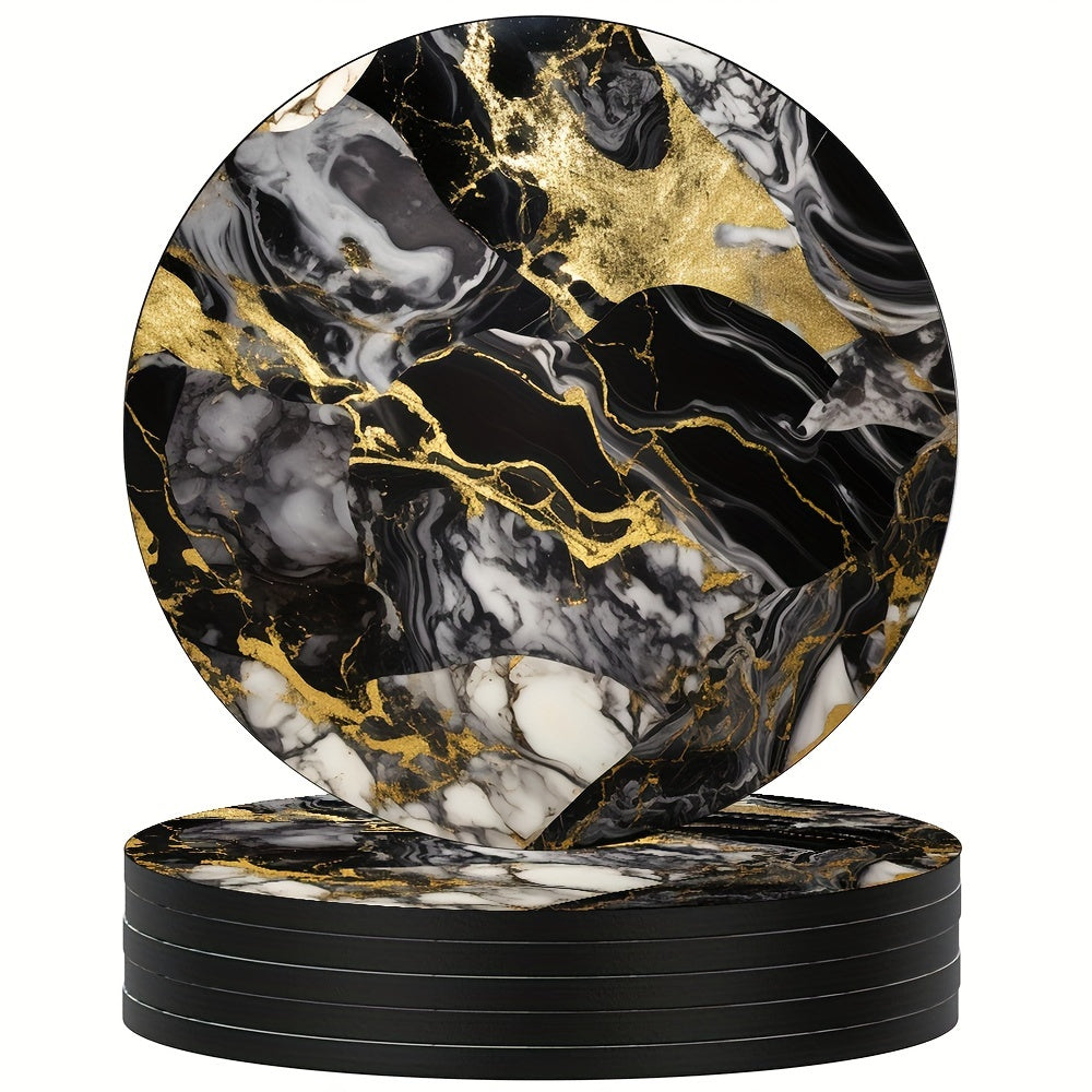 Set de posavasos redondos con patrón de mármol, aislamiento térmico, antideslizantes, lavables, decoración de cocina y coche